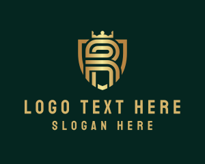 Shield - Royal Crown Letter R logo design