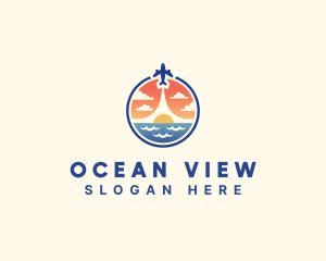 Ocean Plane Holiday Flight logo design