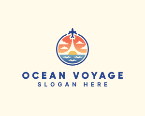 Ocean Plane Holiday Flight logo design