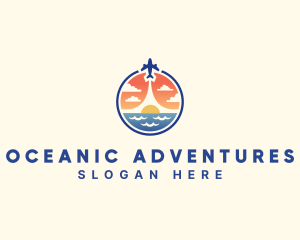 Ocean Plane Holiday Flight logo design