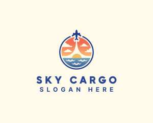 Ocean Plane Holiday Flight logo design