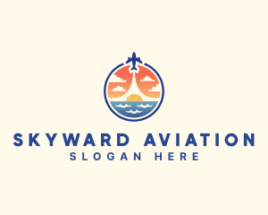 Ocean Plane Holiday Flight logo design