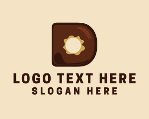 Doughnut - Chocolate Donut Letter D logo design