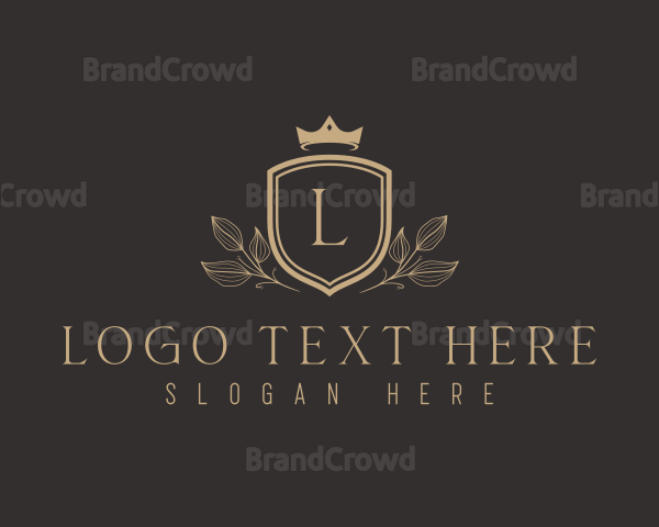Elegant Crown Leaf Crest Logo