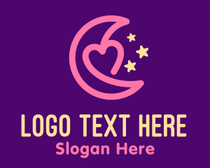 Starry - Pink Heart Night logo design