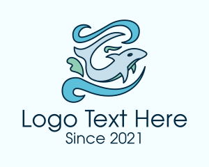 Marine Biology - Ocean Dolphin Swim logo design