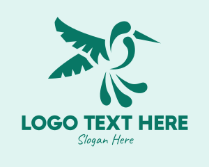 Artisanal - Green Flying Hummingbird logo design