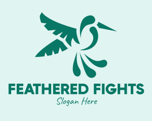 Green Flying Hummingbird logo design