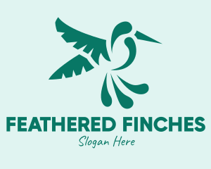 Green Flying Hummingbird logo design