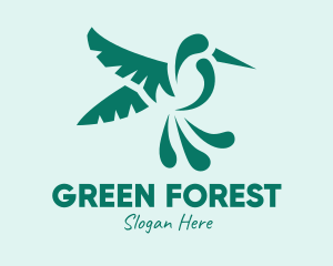 Green Flying Hummingbird logo design