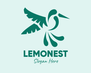 Feathers - Green Flying Hummingbird logo design