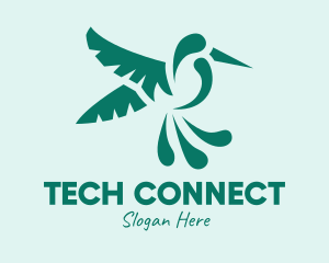 Forest - Green Flying Hummingbird logo design