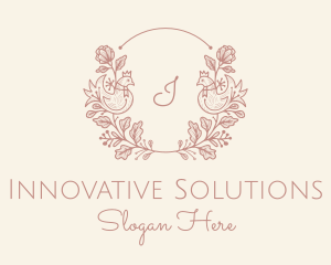 Decorative Bird Flower Wreath Logo