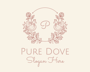 Decorative Bird Flower Wreath logo design