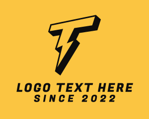 Strike - Lightning Volt Letter T logo design
