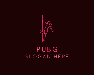 Sexy - Neon Pole Dancer logo design