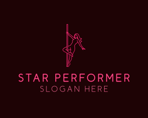 Entertainer - Neon Pole Dancer logo design