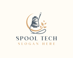 Spool - Sewing Thread Needle Plant logo design