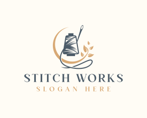 Sewing Thread Needle Plant logo design