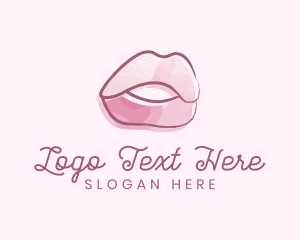 Lipstick - Watercolor Glossy Lips logo design