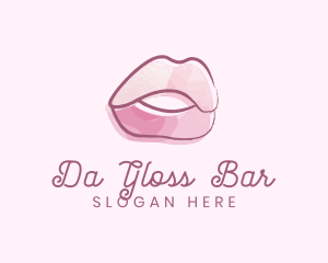 Watercolor Glossy Lips logo design