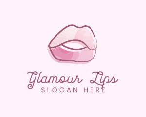 Watercolor Glossy Lips logo design