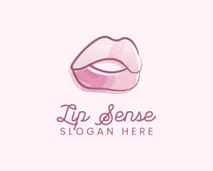 Watercolor Glossy Lips logo design