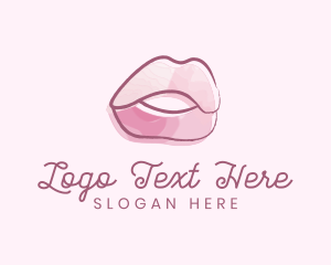 Beauty Salon - Watercolor Glossy Lips logo design