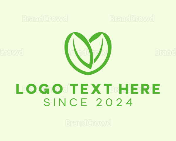 Green Eco Leaf Heart Logo
