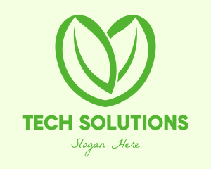 Green Eco Leaf Heart Logo