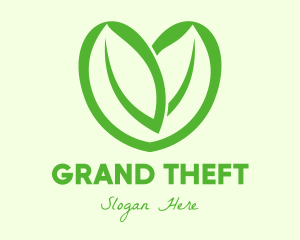 Green Man - Green Eco Leaf Heart logo design
