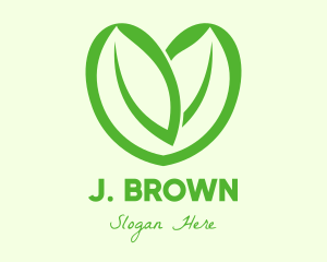 Green Eco Leaf Heart logo design