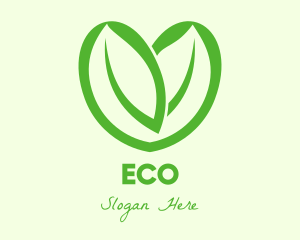 Green Eco Leaf Heart logo design