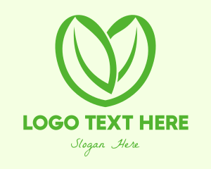 Green Eco Leaf Heart Logo