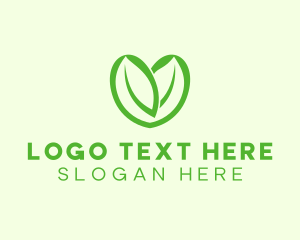 Green Eco Leaf Heart Logo