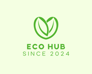 Green Eco Leaf Heart logo design