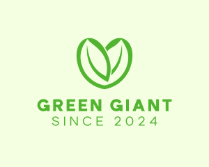 Green Eco Leaf Heart logo design