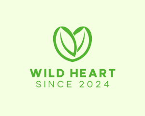 Green Eco Leaf Heart logo design