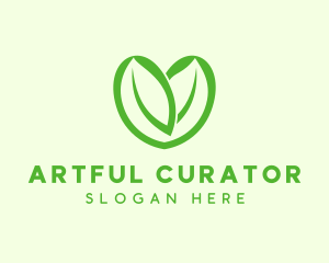 Green Eco Leaf Heart logo design