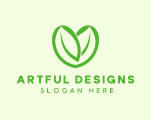 Green Eco Leaf Heart logo design