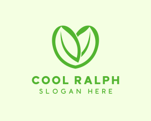 Green Eco Leaf Heart logo design