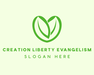 Green Eco Leaf Heart logo design