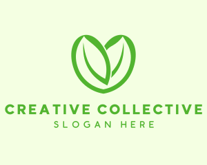 Green Eco Leaf Heart logo design