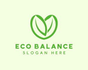 Green Eco Leaf Heart logo design