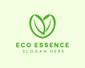 Green Eco Leaf Heart logo design