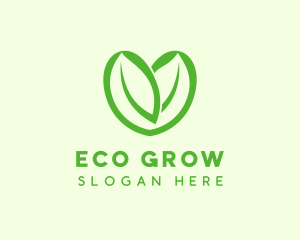 Green Eco Leaf Heart logo design