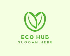 Green Eco Leaf Heart logo design