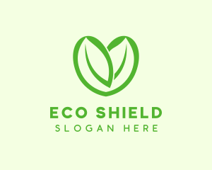 Green Eco Leaf Heart logo design