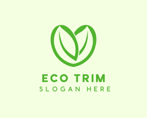 Green Eco Leaf Heart logo design