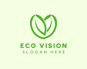 Green Eco Leaf Heart logo design